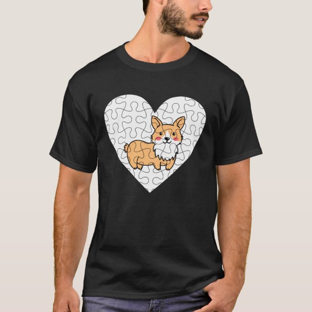 Camiseta Puzzle do Corgi Galês (Frente)