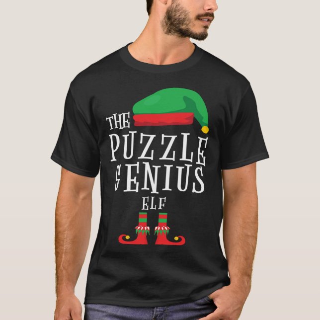 Camiseta Puzzle Genius Elf Family Matching Christmas Costum (Frente)