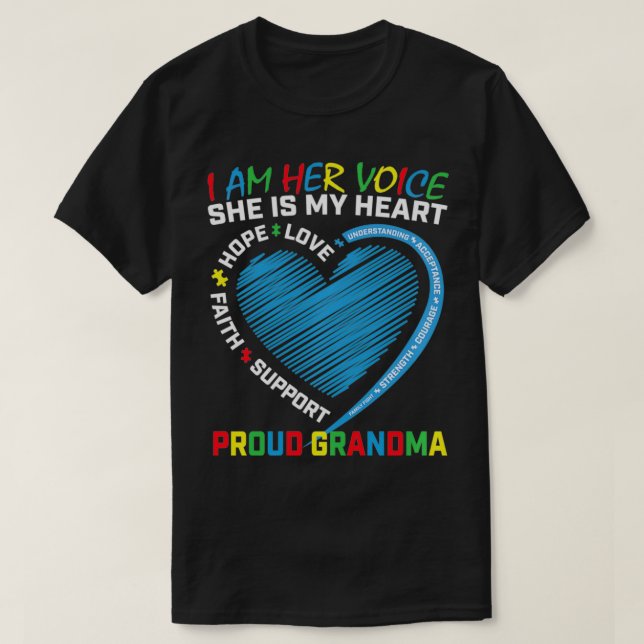 Camiseta Puzzle Grandma I Wear Blue Granddaughter Autism Aw (Frente do Design)