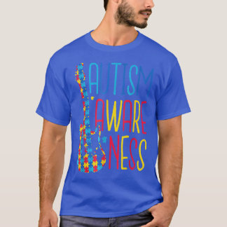 Camiseta Puzzle Guitar Autism Awareness Month Men Boys 
