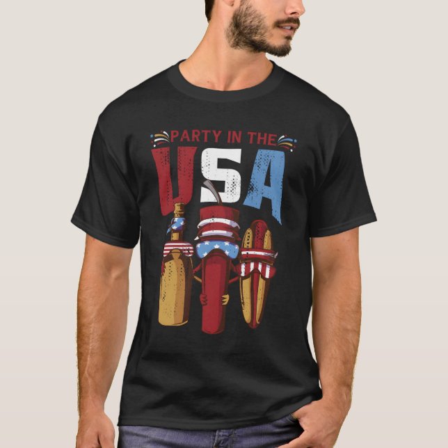 Camiseta Py Nos EUA Hotdog EUA 4 De Julho (Frente)