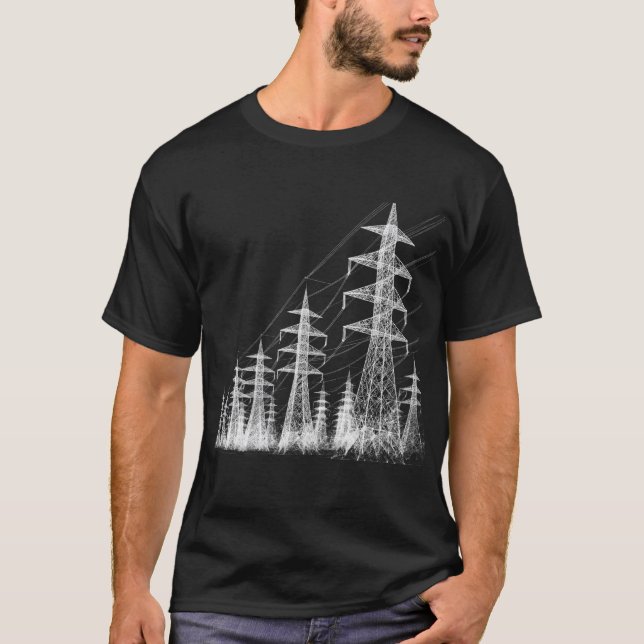 Camiseta Pylons elétricos - Linhas de energia (Frente)