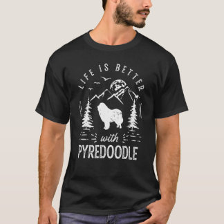 Camiseta Pyredoodle Melhor Mãe Pai Cão