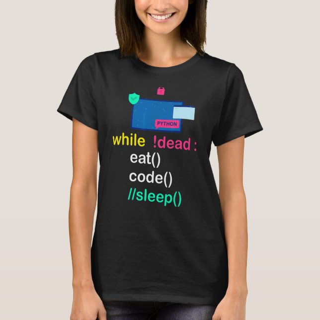 Camiseta Python Programmer Coder Eat Code Sleep (Frente)