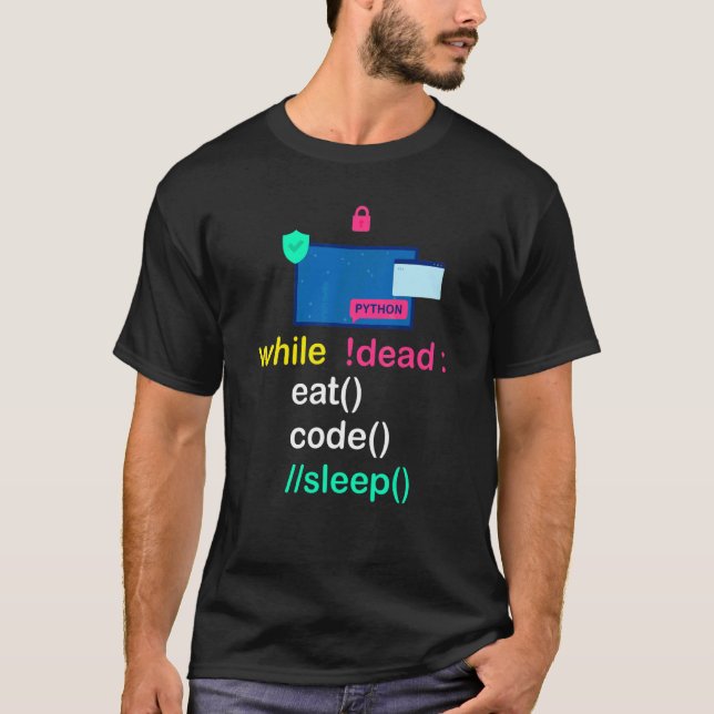 Camiseta Python Programmer Coder Eat Code Sleep (Frente)