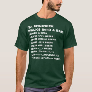 Camiseta QA Engineer walks into a Bar