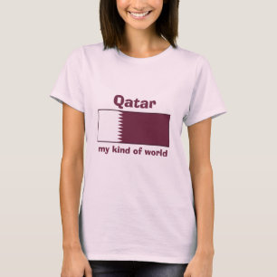 Camiseta Qatar Bandeira + Mapa + Texto