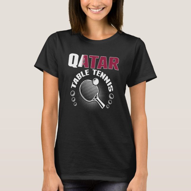 Camiseta Qatar Mesa de Tênis de de Suporte Qatari Ping Pong (Frente)