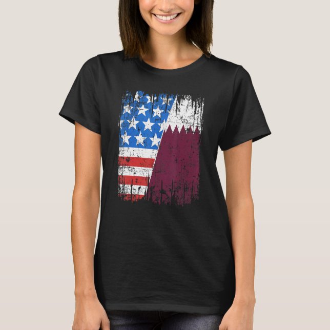 Camiseta Qatari American Flag Qatar Usa (Frente)