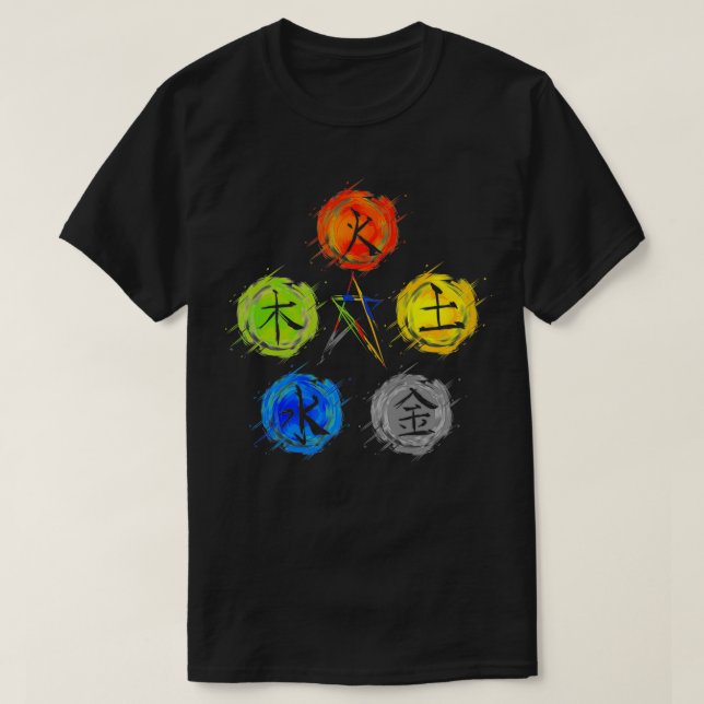 Camiseta Qigong 5 elementos Balanceamento Tai Chi (Frente do Design)
