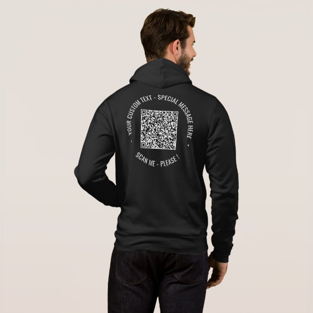 Camiseta QR Code and Custom Text Your Promotional Hoodie (Parte Traseira Completa)