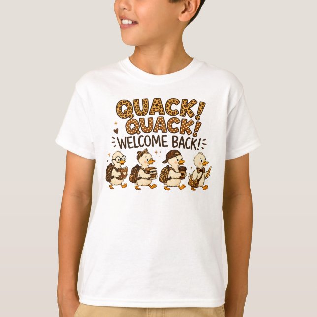 Camiseta Quack Quack Bem-vindo de Volta ao Leopard Print Pa (Frente)