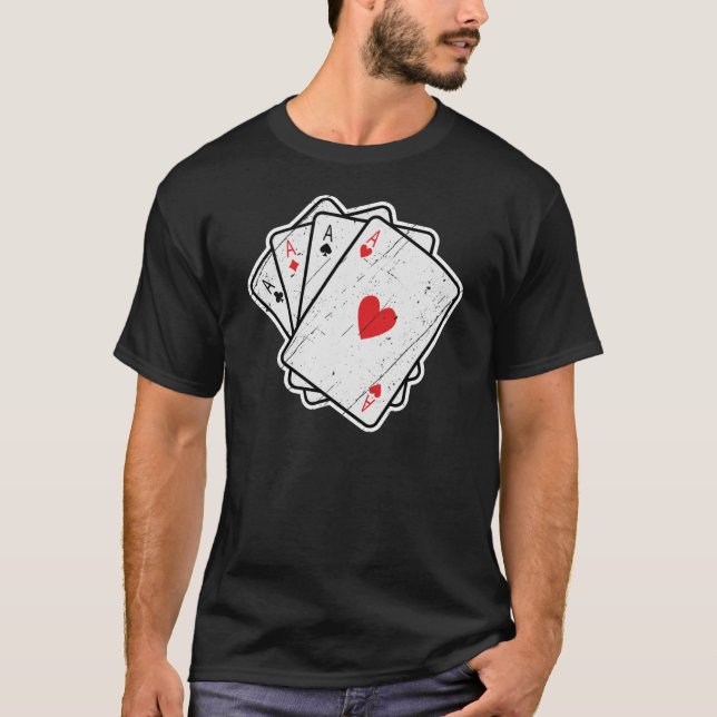 Camiseta Quad Aces: Todas As 4 Cartões Ace Sortudos (Frente)
