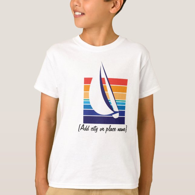 Camiseta Quadrado de modelo de Cor do Barco (Frente)