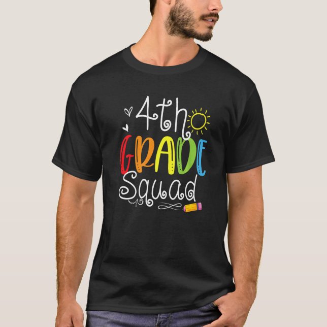 Camiseta Quadrado do 4º ano de volta à equipe escolar do 4º (Frente)