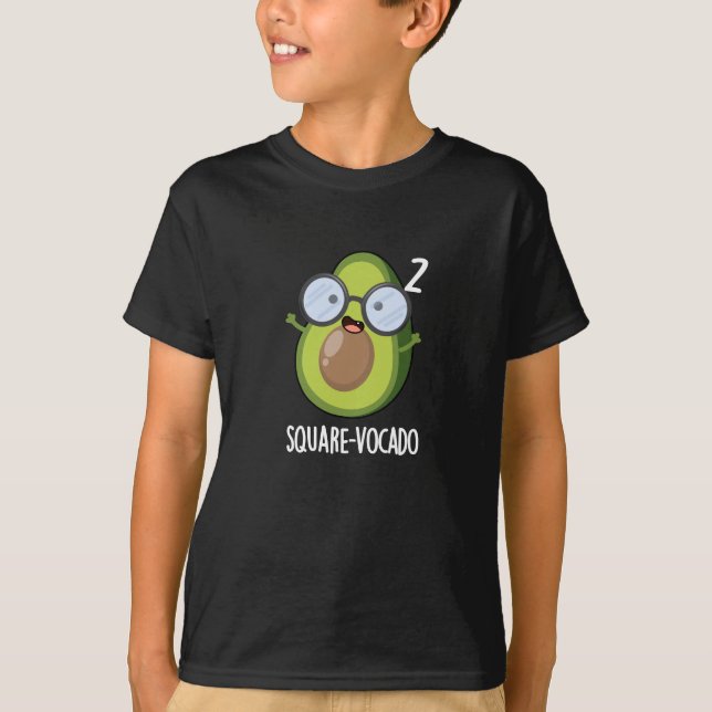 Camiseta Quadrado Engraçado Engraçado Avocado Pun Dark BG (Frente)