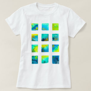 Camiseta Quadrados azuis aquarela abstrato