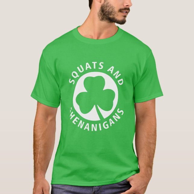 Camiseta Quadrados E Shenanigans Shamrock Rua Dia de Patric (Frente)