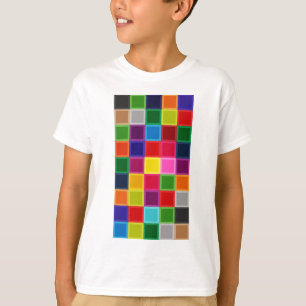 Camiseta Quadrados e Stripes Multicoloridos Girly