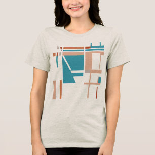 Camiseta Quadrados inspirados no MCM, de cor turquesa