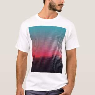 Camiseta Quadrados Urbanos Digitais: Desfoque Futurístico.