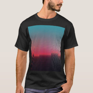 Camiseta Quadrados Urbanos Digitais: Desfoque Futurístico.