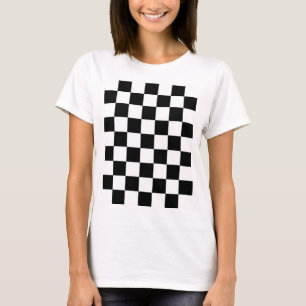 Camiseta Quadrados xadrez Preto e Branco geométrico retro