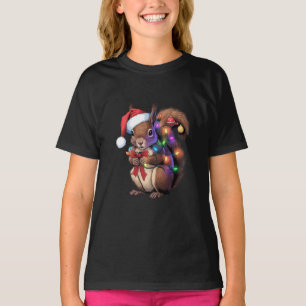 Camiseta Quadrícula de Natal Luz de Natal Família de Festas