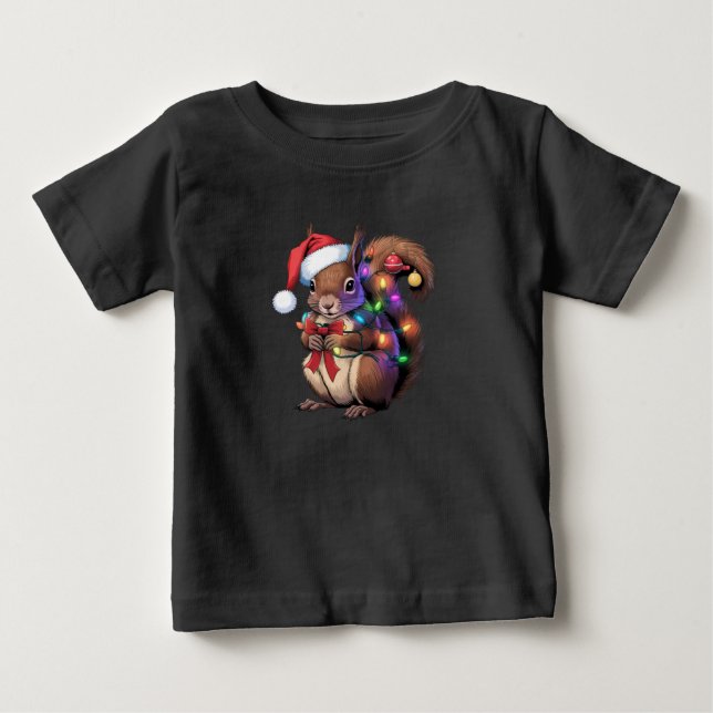 Camiseta Quadrícula de Natal Luz de Natal Família de Festas (Frente)