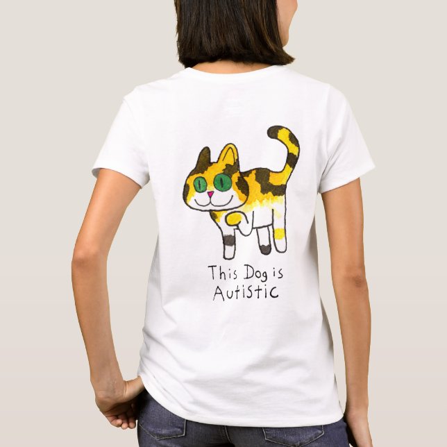 Camiseta Quadrinho de Cachorro Autista Fofo e Divertido (Verso)