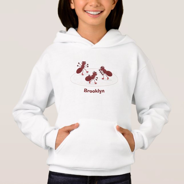 Camiseta Quadrinhos de gelo de formigas vermelhas felizes (Frente)