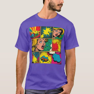 Camiseta Quadrinhos de humor retrô Pop Art Diversão Cartoon