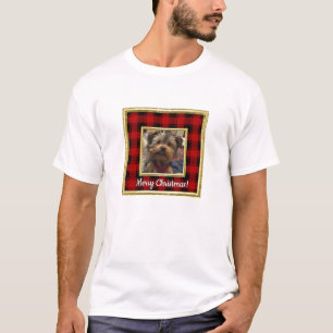 Camiseta Quadro de Fotografias de Natal Vermelho e Xadrez P