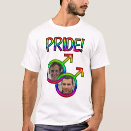 Camiseta Quadro de Fotos com Símbolos Masculinos Ligados em