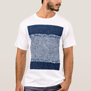 Camiseta Quadro de jeans azuis com borda denim.