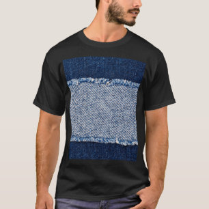 Camiseta Quadro de jeans azuis com borda denim.