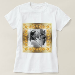 Camiseta quadro dourado retro floral. Sua foto