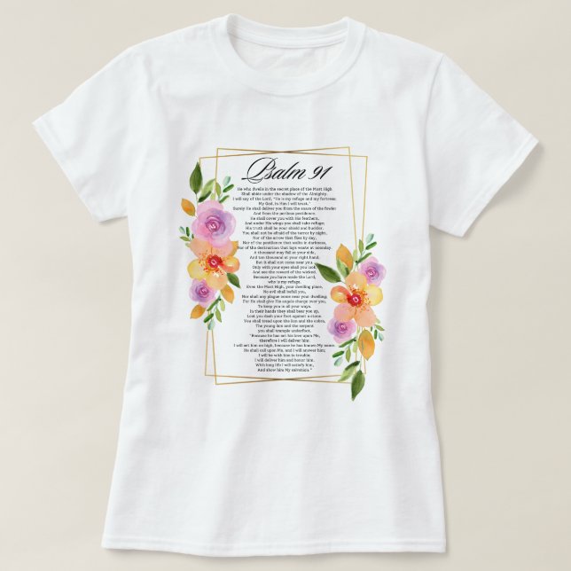 Camiseta Quadro Geométrico Floral Psalm 91 (Frente do Design)