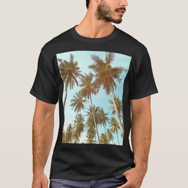 Camiseta Quadro Tropical: Abstrato Palm Trees (Frente)