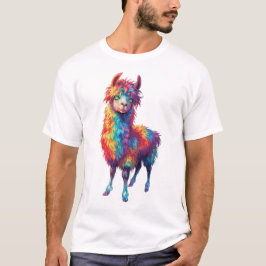 Camiseta Quadro Whimsical Rainbow Llama