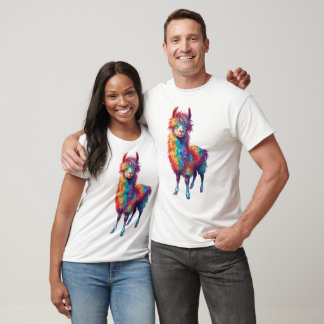 Camiseta Quadro Whimsical Rainbow Llama