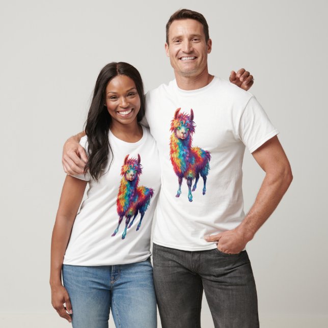 Camiseta Quadro Whimsical Rainbow Llama (Unissex)