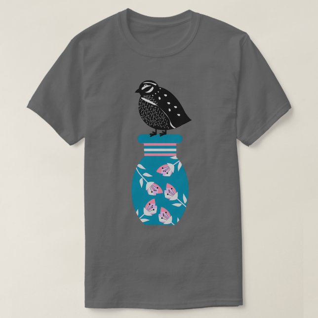 Camiseta Quail sitting on a vase (Frente do Design)