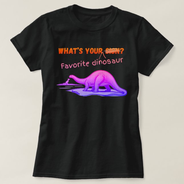 Camiseta Qual é o seu DINOSSAURO favorito (Frente do Design)