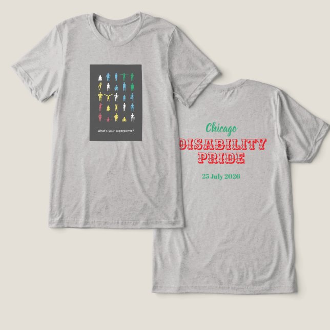 Camiseta Qual é o seu superpoder? Mês do Orgulho da Deficiê (Design Frente e Verso)