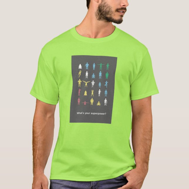 Camiseta Qual é o seu superpoder? Mês do Orgulho da Deficiê (Frente)