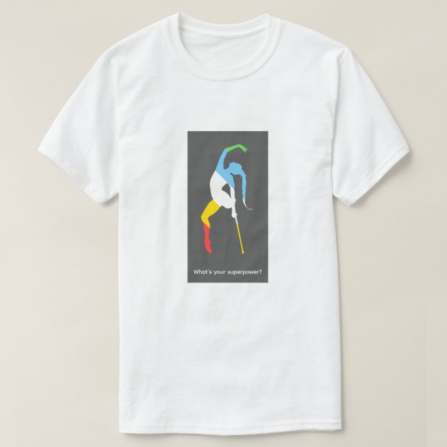Camiseta Qual é o seu superpoder? Mês do Orgulho da Deficiê (Frente do Design)