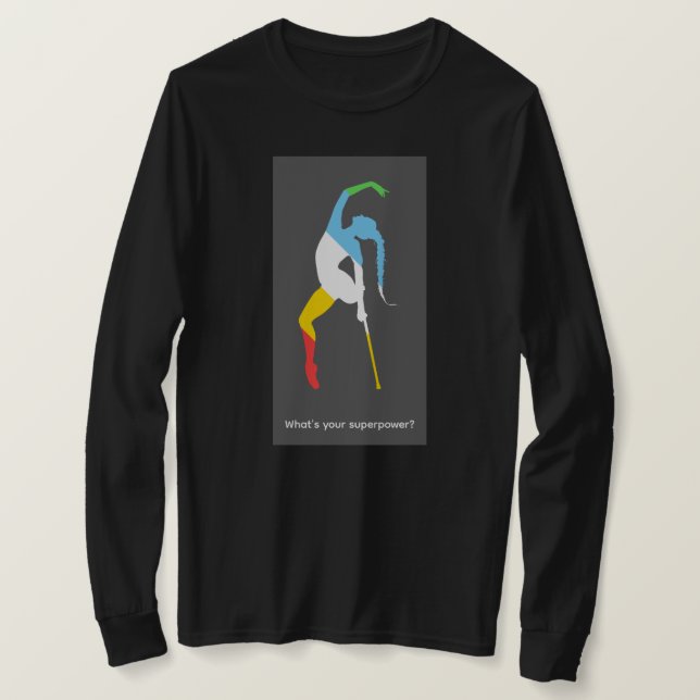 Camiseta Qual é o seu superpoder? Mês do Orgulho da Deficiê (Frente do Design)