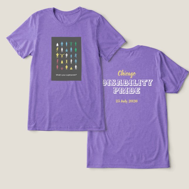 Camiseta Qual é o seu superpoder? Mês do Orgulho da Deficiê (Design Frente e Verso)