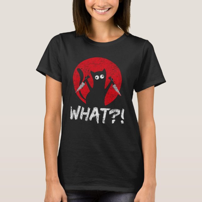 Camiseta Qual Meme de Gatinho Preto Assassino (Frente)